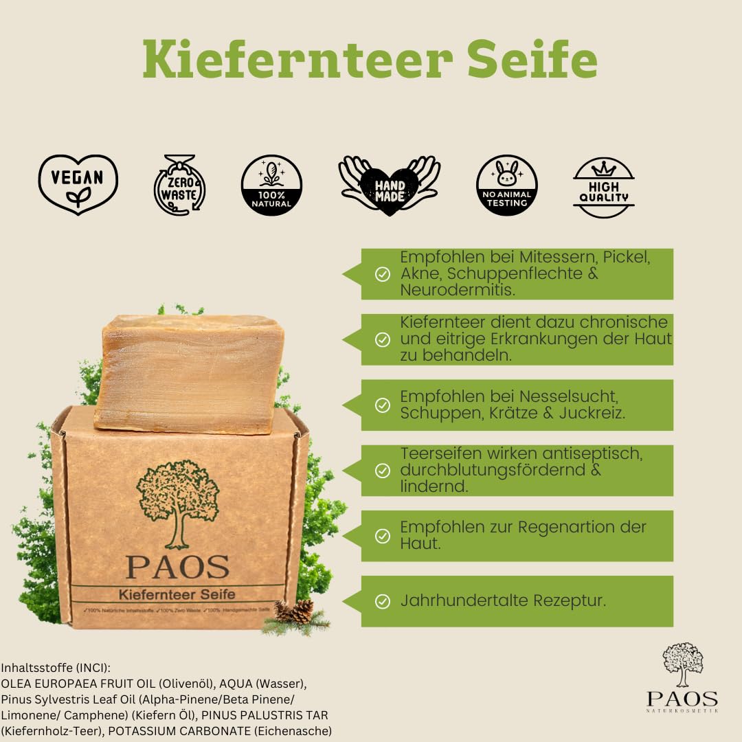 paos-kiefernteer-seife-akne-neurodermitis-150g image 2