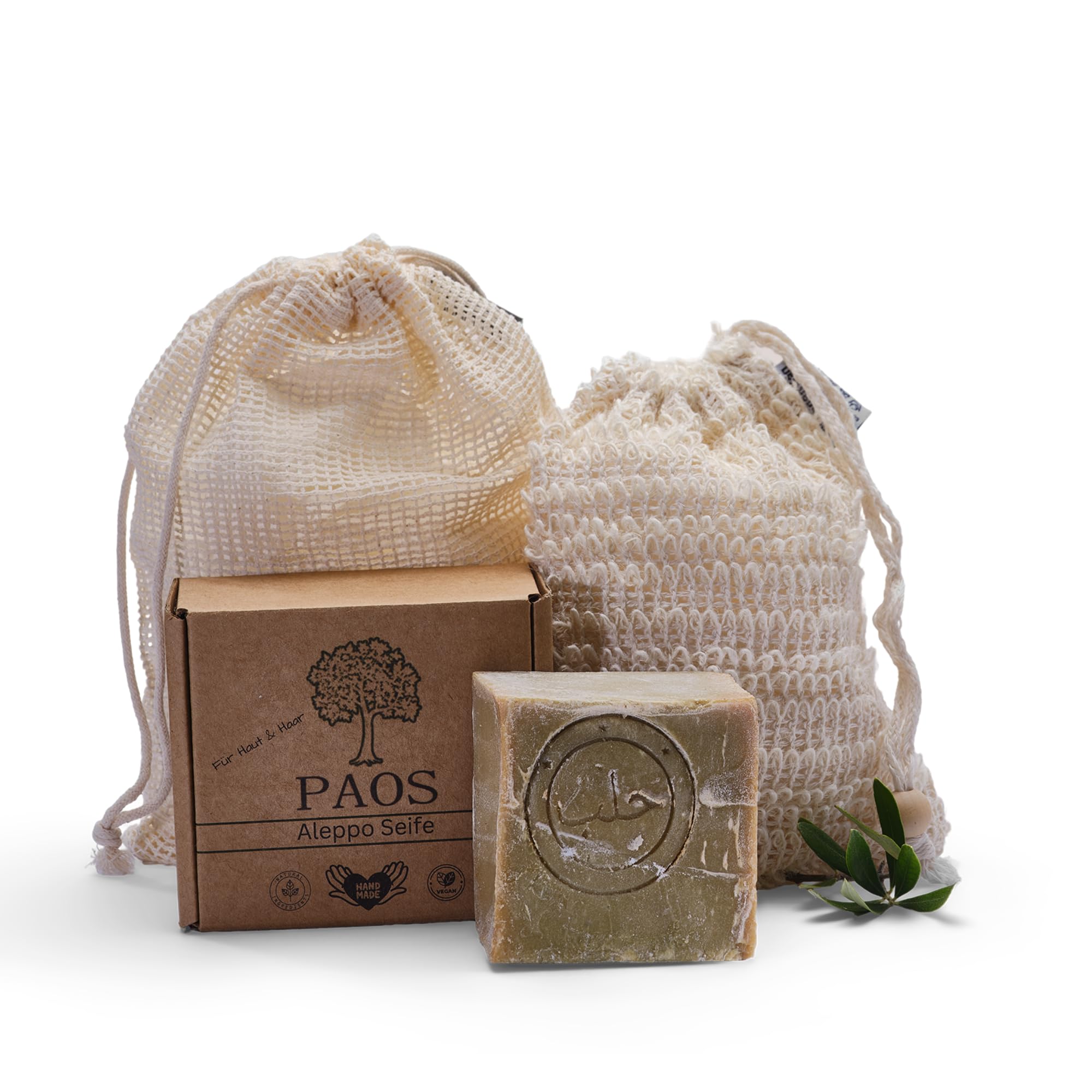 paos-sets-aleppo-seife-200g-60-40-vegan-mit-s-ckchen image 1