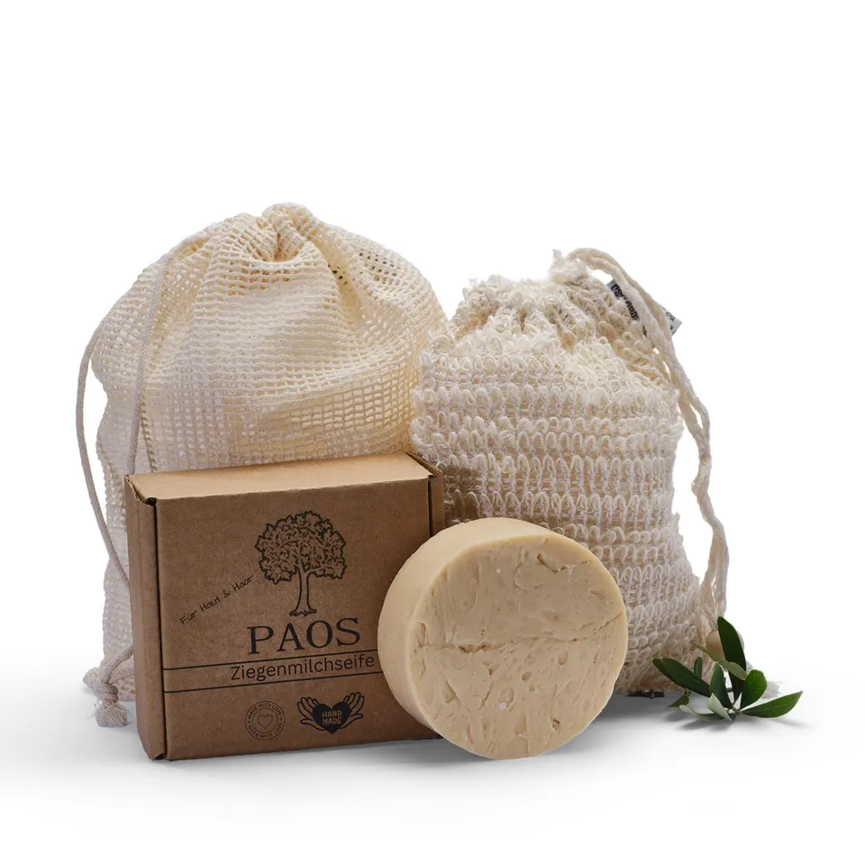 paos-sets-ziegenmilchseife-150g-mit-sisal-s-ckchen image 1