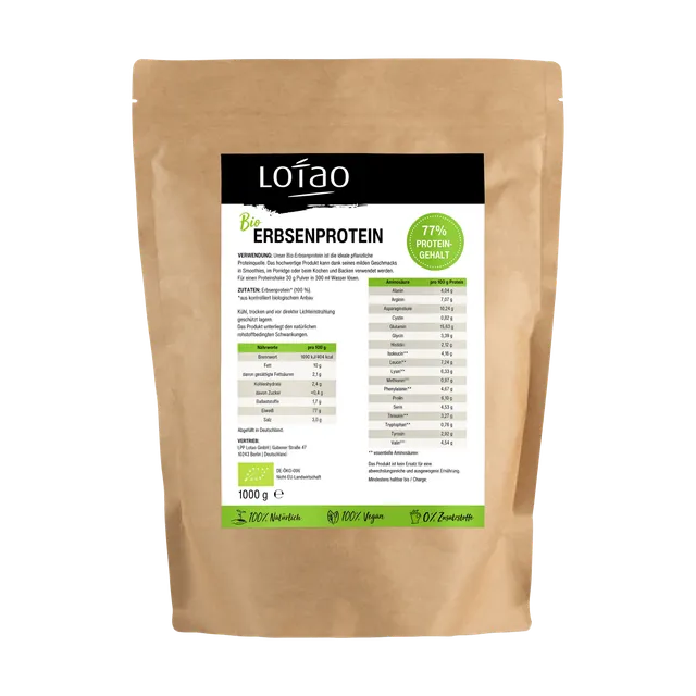 lotao-erbsenprotein-1kg-veganes-proteinpulver-bio-77g-eiwei image 1