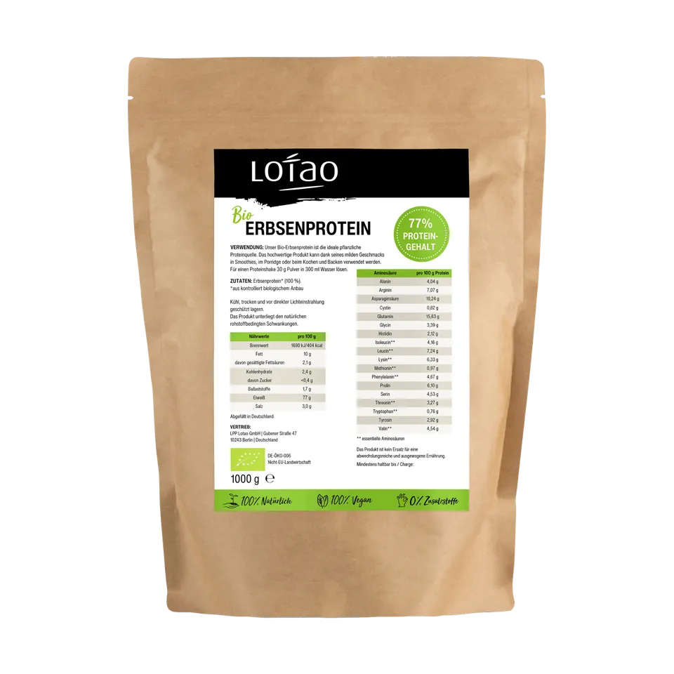 lotao-erbsenprotein-1kg-veganes-proteinpulver-bio-77g-eiwei image 1